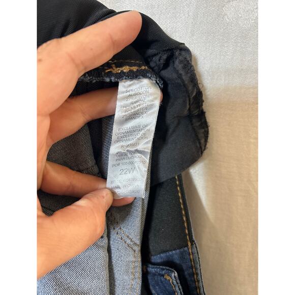 Democracy Jeans 22W Ab Solution Elastic Waist Blue Denim Straight Leg Stretch - Picture 12 of 12